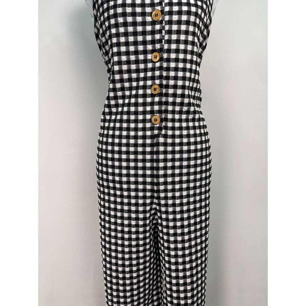 Maeve Anthropologie Black & White Gingham Check Jumpsuit Size M - Picture 4 of 11